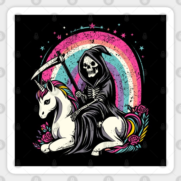 Grim Reaper Unicorn Sticker by Delicious Art